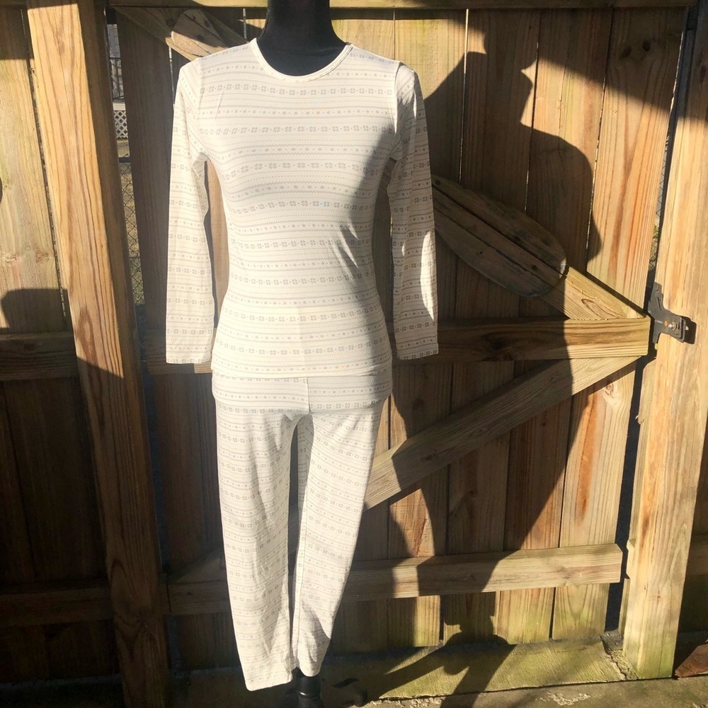 32 Degrees Heat Long Sleeve Crew Neck T-Shirt & Leggins Set Diamond Snow L Girls